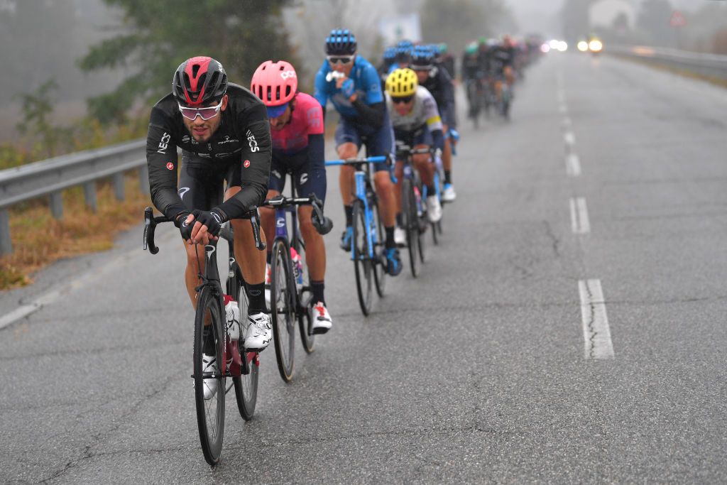 Filippo Ganna (Team Ineos) leads the peloton during Milano-Torino