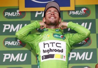Mark Cavendish (HTC-Highroad) savours taking the green jersey