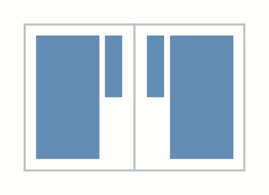 This symmetrical approach is not often found in print