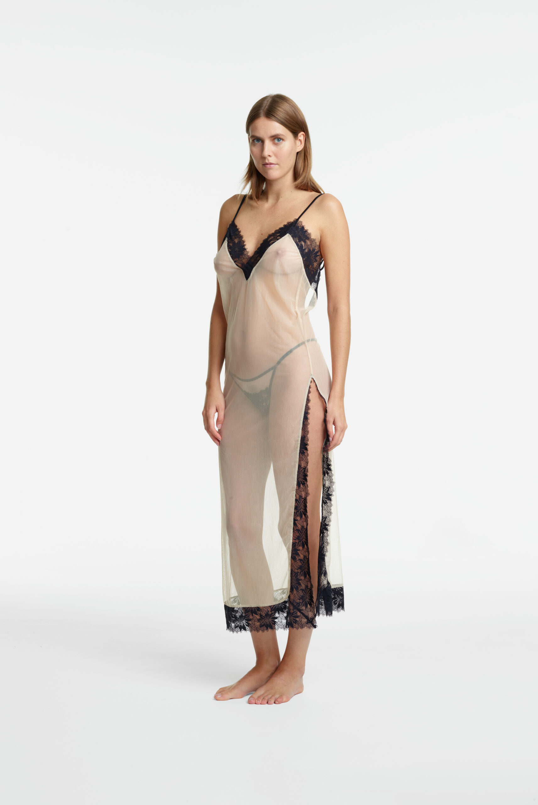 Annabelle Lace Slip Dress Nude &amp;amp; Black
