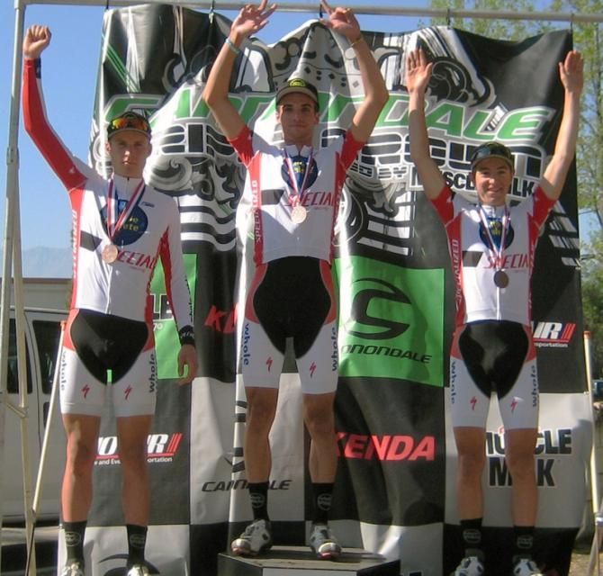 Zach Valdez, Casey Williams, Jacob Albrecht on the Fontana Pro XCT U23 podium