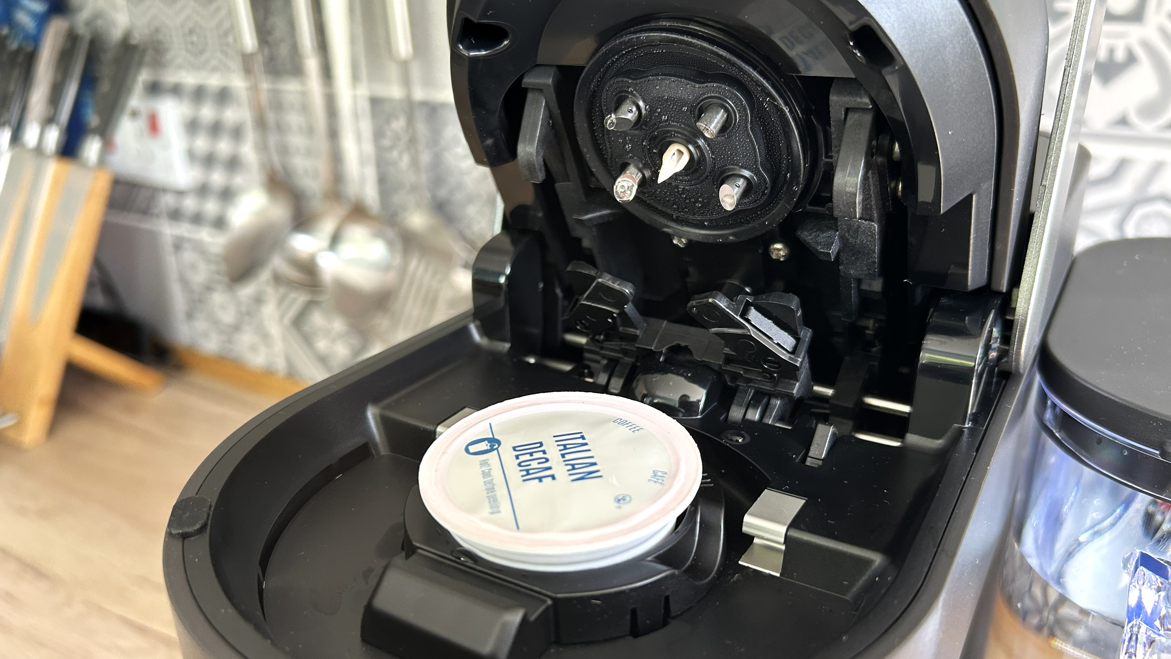 K-Cup capsule ready to use inside Keurig K-Crema capsule espresso machine