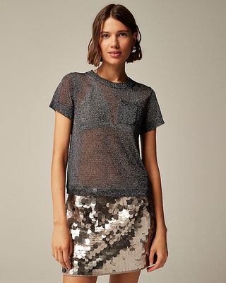 Sheer Metallic Sweater-Tee