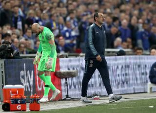 Willy Caballero and Maurizio Sarri