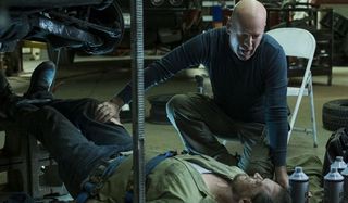 Death Wish Bruce Willis threatens a mechanic underneath his car