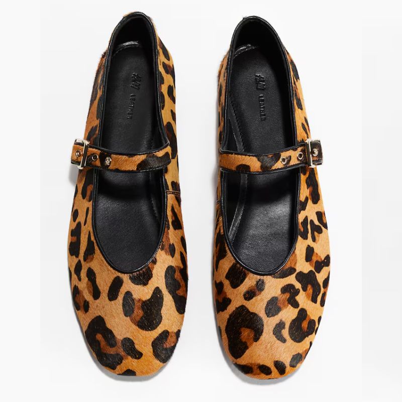 leopard print mary jane-style ballet flats