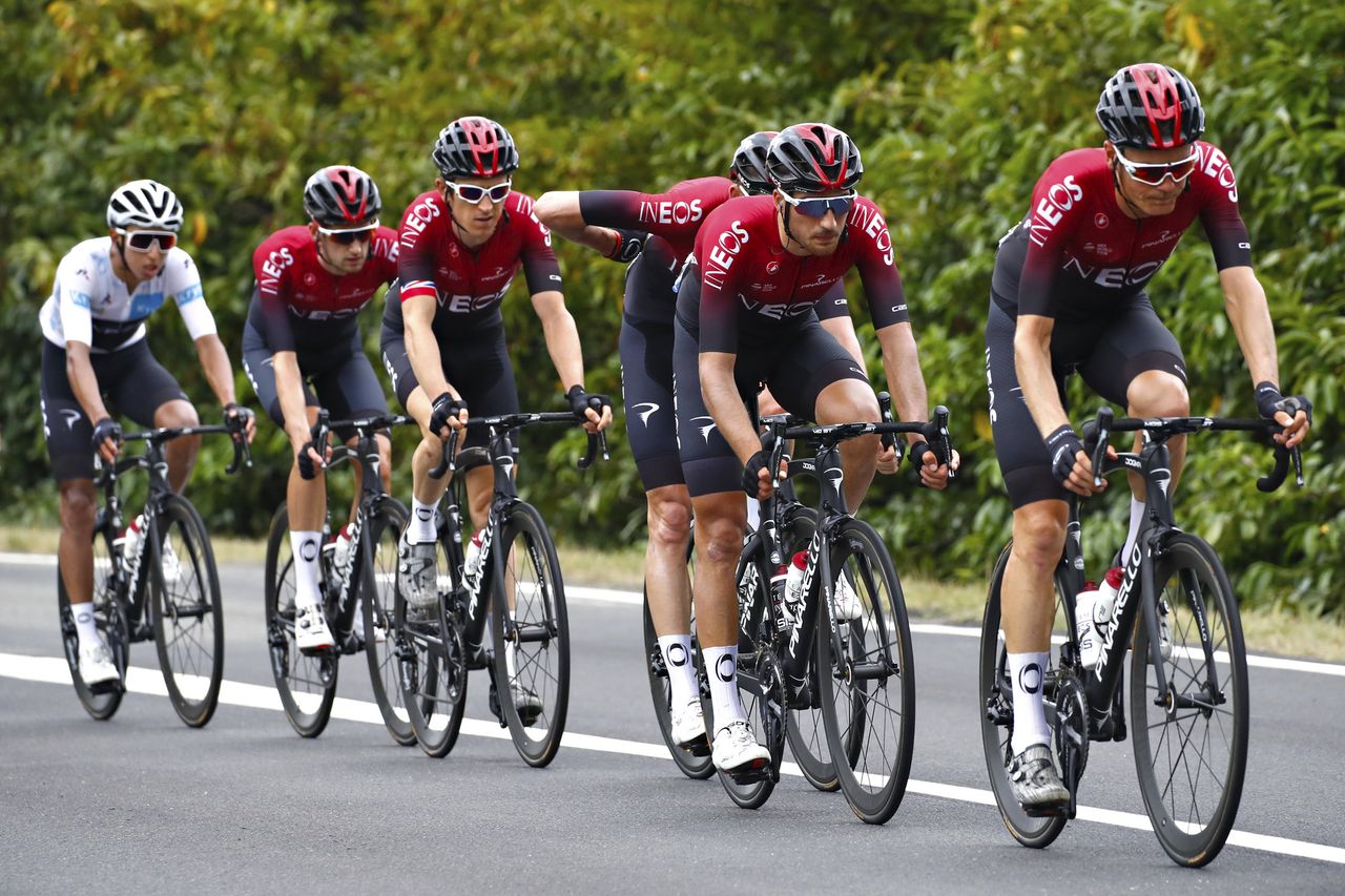 The Team Ineos train during stage 12