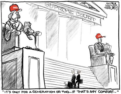 Political cartoon U.S. Supreme Court Trump nomination Anthony Kennedy conservative