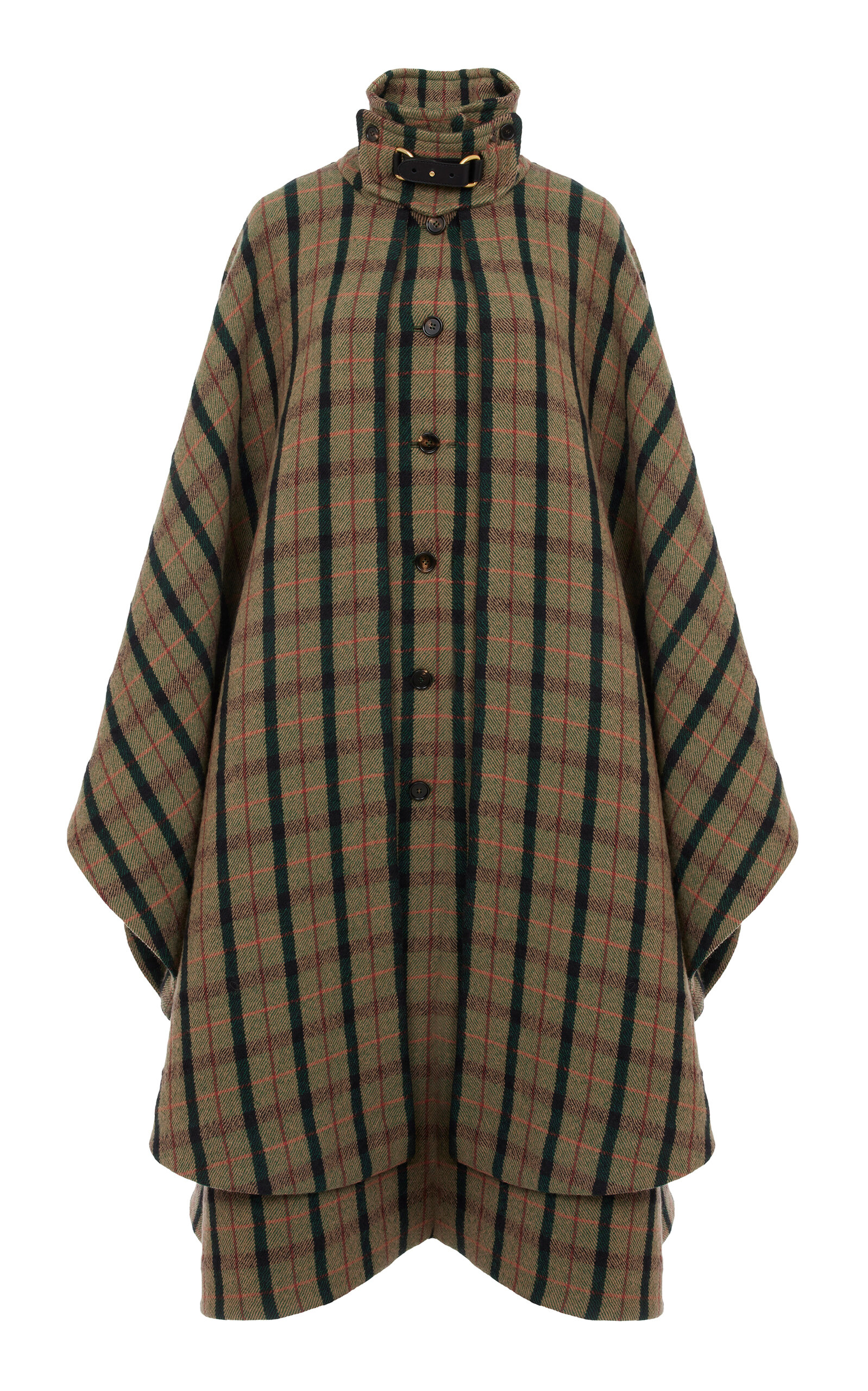 Layered Wool-Blend Long Cape Coat
