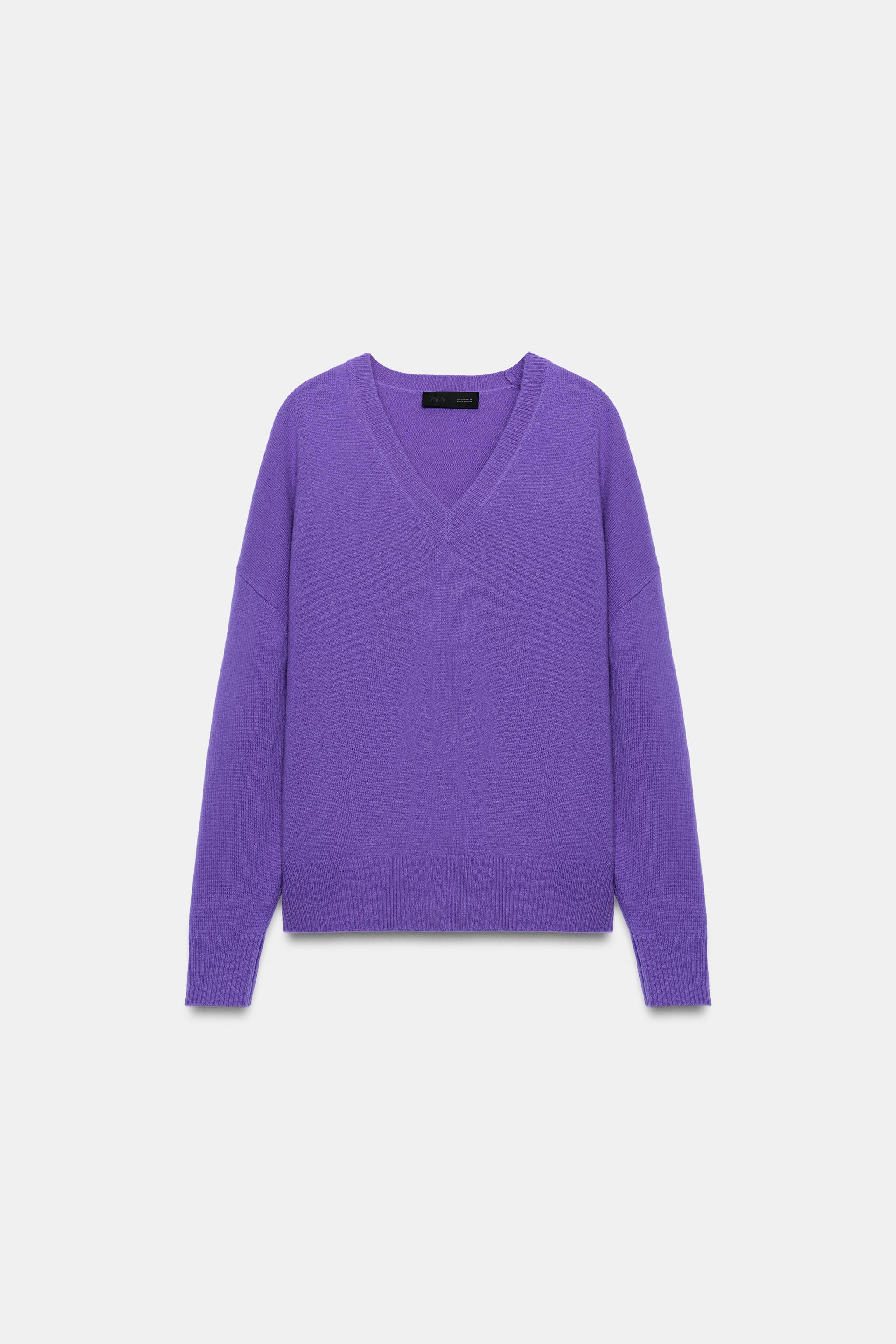 100% Wool Oversized Jumper - Violet - S
