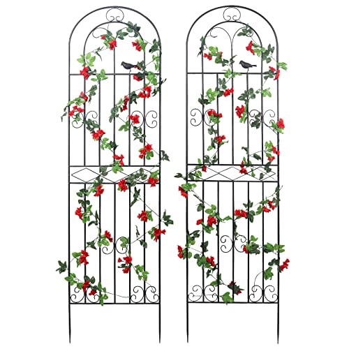 Macteyia 2 Pack 70.8" H X 19.7" W Metal Garden Trellis With Black Coating, Wire Lattice Grid Panel for Climbing Plants Outdoor Roses Vine Cucumbers Vegetables Flower Support (70.8" H, 2 Pack)
