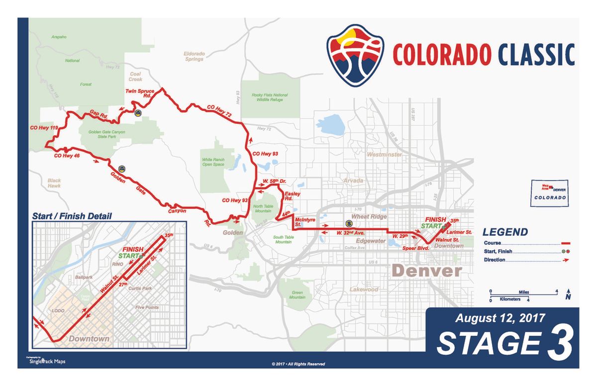 Colorado Classic men's race stage 3 map
