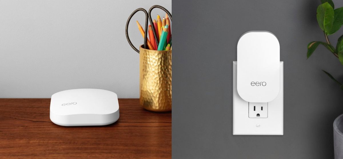 eero Pro WiFi System and a Beacon in separate rooms