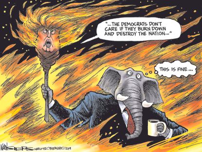 Political Cartoon U.S. Trump Impeachment Democrats Torch Nation
