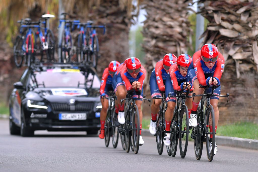GROSSETO ITALY SEPTEMBER 11 Erica Magnaldi of Italy Lara Vieceli of Italy Ane Santesteban Gonzalez of Spain Kirsten Wild of Netherlands Maria Giulia Confalonieri of Italy and Lisa Brennauer of Germany and Ceratizit WNT Pro Cycling Team during the 31st Giro dItalia Internazionale Femminile 2020 Stage 1 a 168km Team Time Trial from Grosseto to Grosseto TTT GiroRosaIccrea GiroRosa on September 11 2020 in Grosseto Italy Photo by Luc ClaessenGetty Images