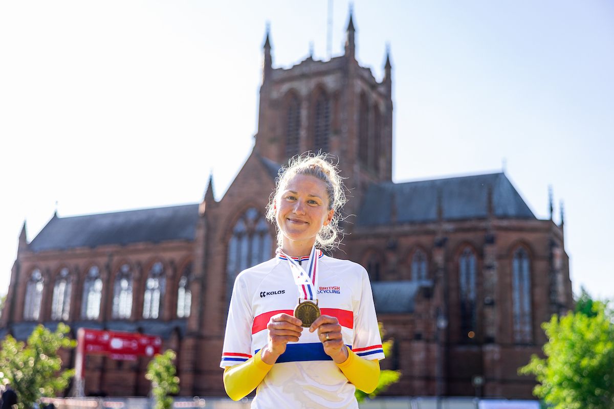 Picture by Alex WhiteheadSWpixcom 23052022 British Cycling National Road Championships The Crichton Dumfries Scotland Joss Lowden of UnoX wins Gold in the Elite Womens Time Trial