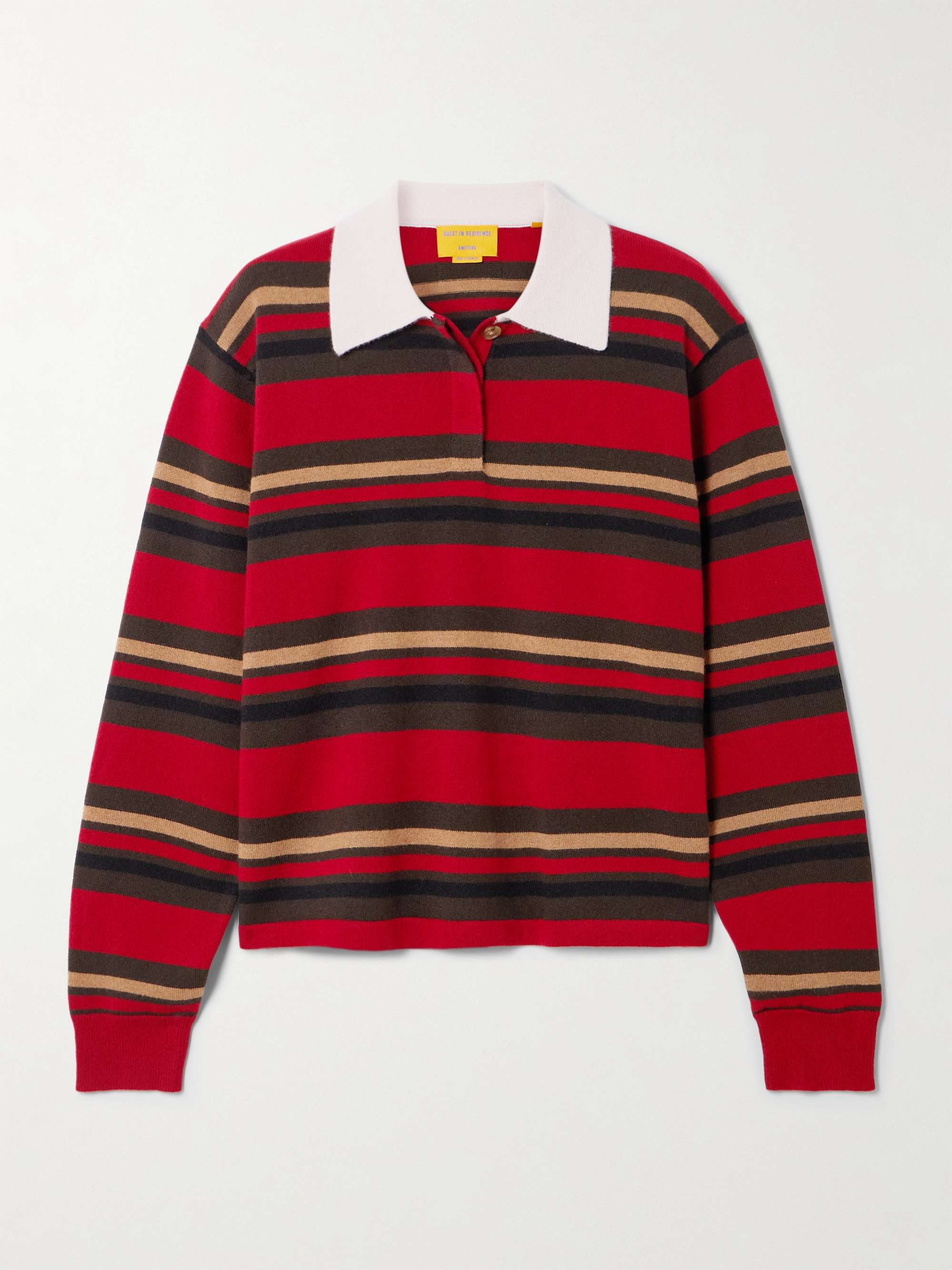 Cropped Striped Cashmere Polo Shirt
