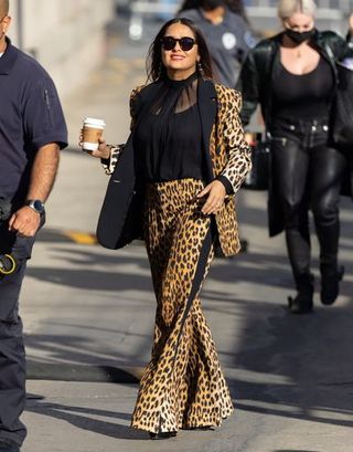 los angeles, ca october 14 salma hayek is seen at jimmy kimmel live on october 14, 2021 in los angeles, california photo by rbbauer griffingc images