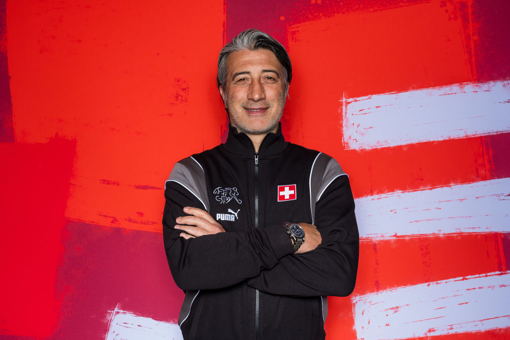 Switzerland Euro 2024 squad Murat Yakin, Head Coach of Switzerland, poses for a portrait during the Switzerland Portrait session ahead of the UEFA EURO 2024 Germany on June 11, 2024 in Stuttgart, Germany. (Photo by Valeriano Di Domenico - UEFA/UEFA via Getty Images)