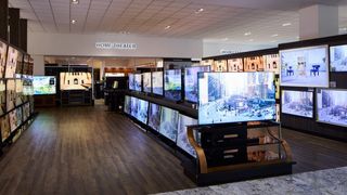 An Abt Electronics store with a number of TVs on display