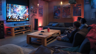 Image showing the Optoma UHZ58LV projecting a large image (rendered rather than photographed).