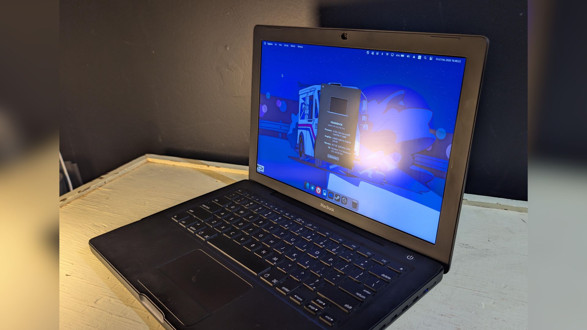 edoogg's FrameBook project, combining a Framework motherboard with a MacBook shell