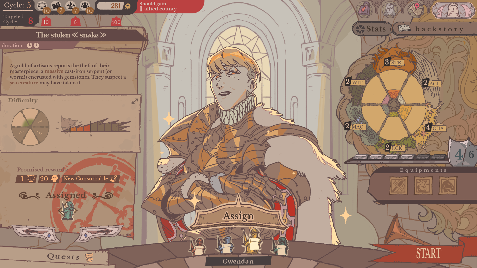Elegant game art showing medieval characters