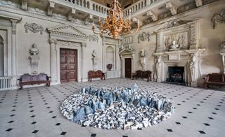 Stone compass display in Houghton Hall foyer