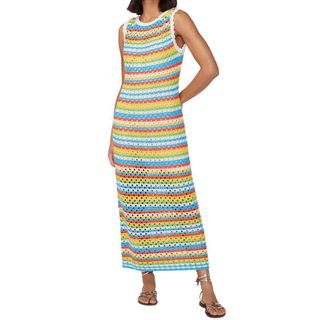 Bunty Blue Stripe Crochet Knit Dress