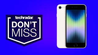 deals image: Apple iPhone SE 2022 on blue background