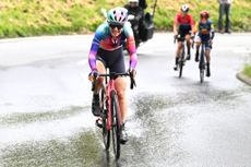 Elise Chabbey in a 50km solo breakaway on stage 1 at the Tour de Suisse Women