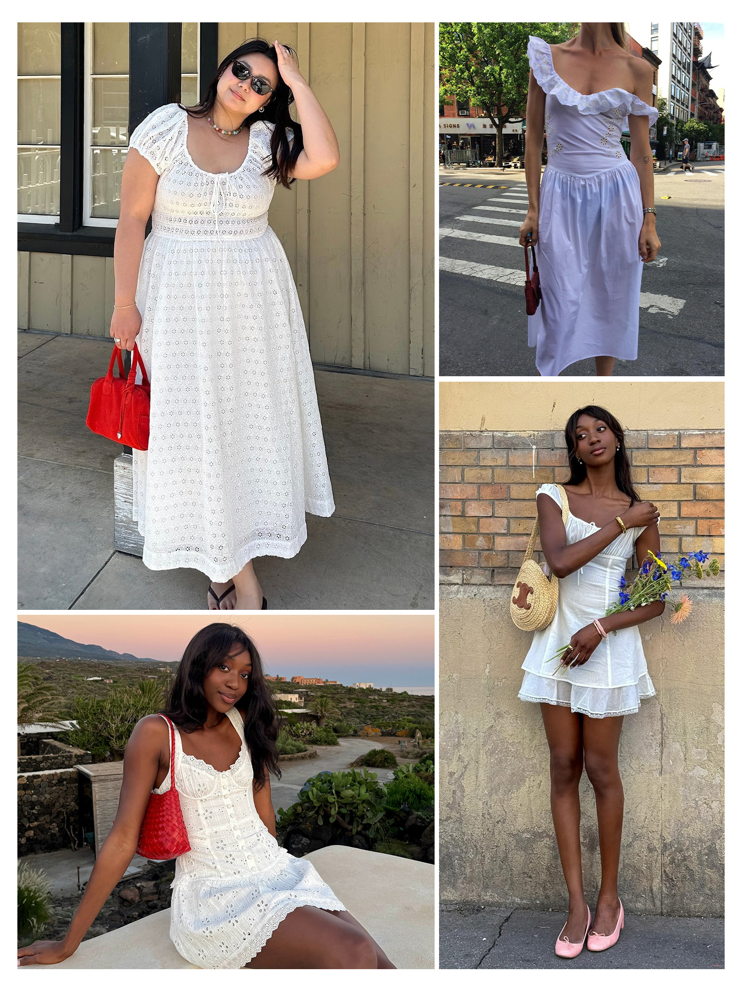 Women in white milkmaid dresses