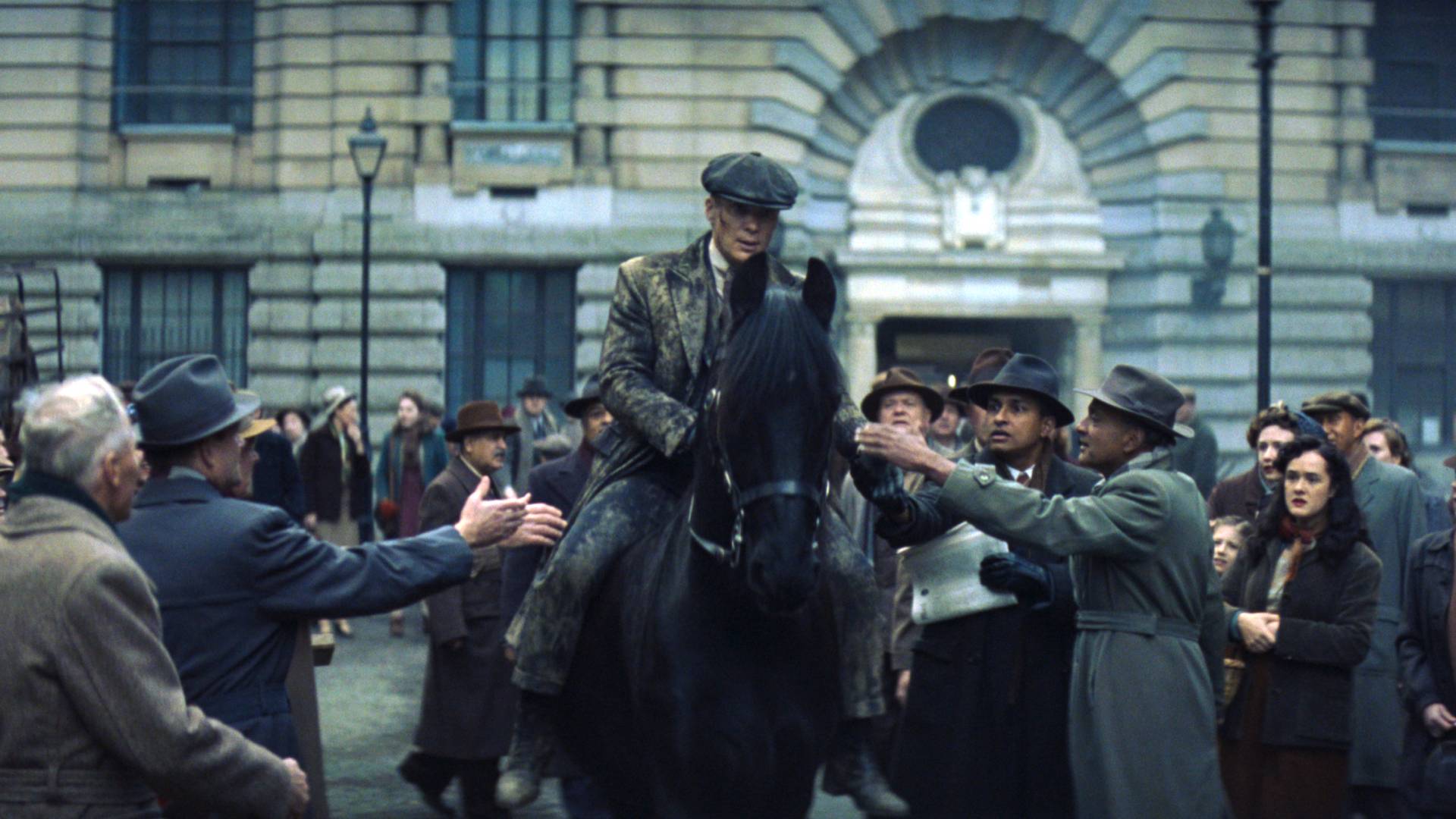 Cillian Murphy as Tommy Shelby riding a horse in Peaky Blinders: The Immortal Man