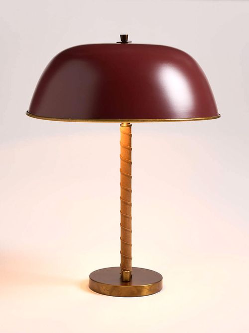 Dalton Brown Suede and Metal Dome Table Lamp by Jake Arnold