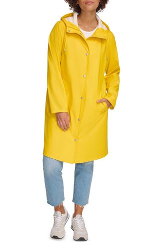 Water Resistant Hooded Long Rain Jacket