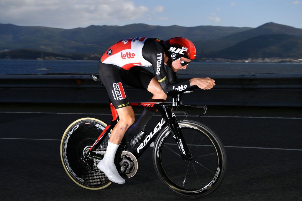 MIRADOR DE ZARO DUMBRA SPAIN NOVEMBER 03 Tim Wellens of Belgium and Team Lotto Soudal during the 75th Tour of Spain 2020 Stage 13 a 337km Individual Time Trial stage from Muros to Mirador de zaro Dumbra 278m ITT lavuelta LaVuelta20 La Vuelta on November 03 2020 in Mirador de zaro Dumbra Spain Photo by Justin SetterfieldGetty Images