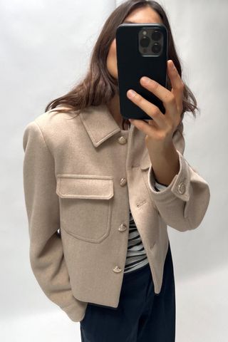 Cropped Wool Blend Jacket