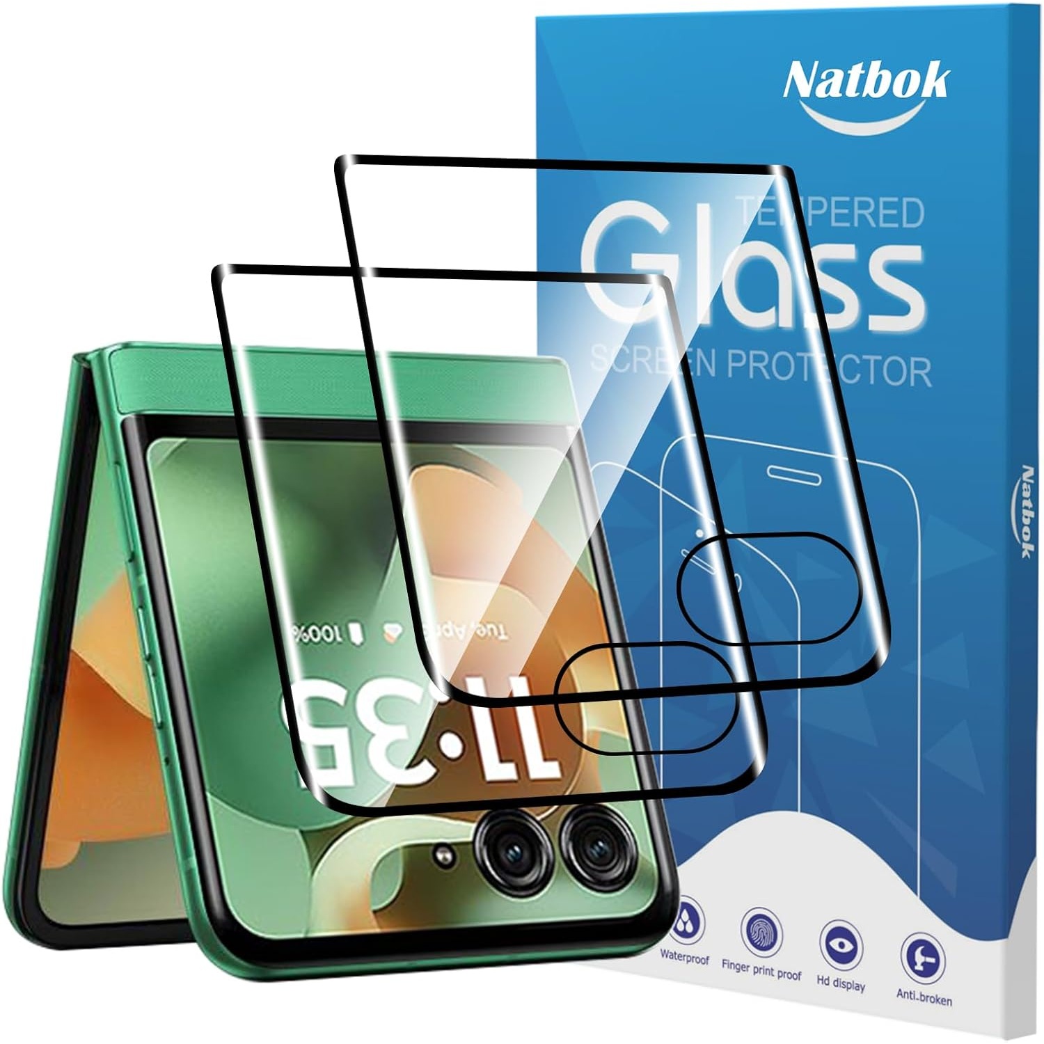 Natbok 2 Pack Motorola Razr 2025/2024 Tempered Glass Film