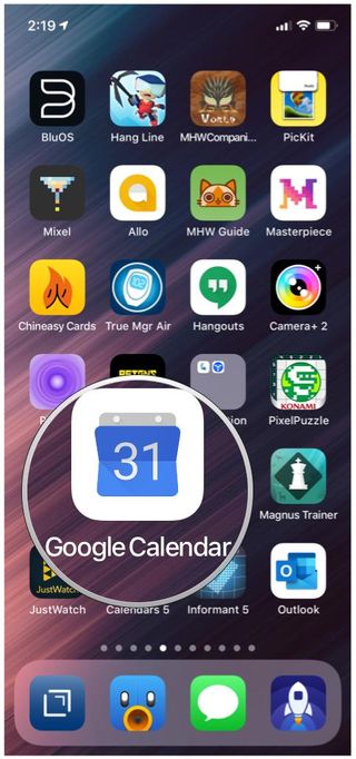 iOS home screen Google Calendar