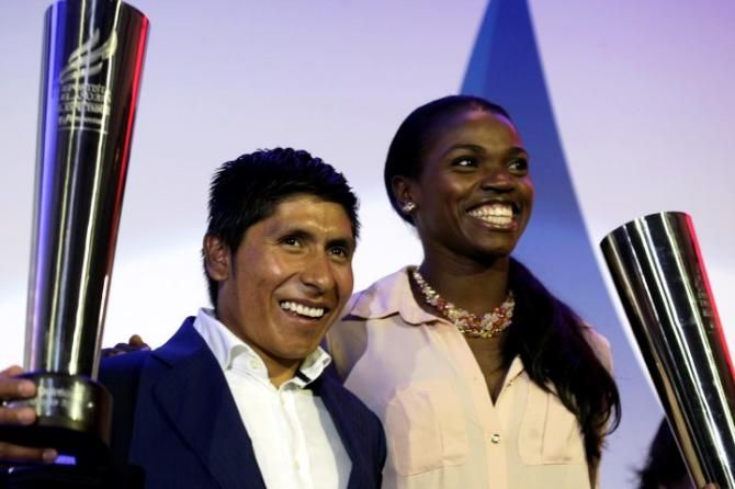 Quintana and Ibarg&uuml;en with their awards