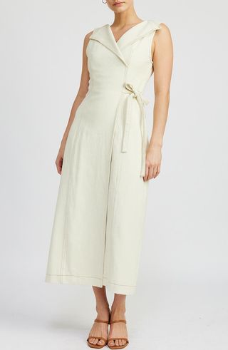 Areli Denim Faux Wrap Dress