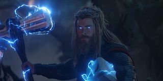 Thor with Stormbreaker and Mjolnir in Avengers: Endgame