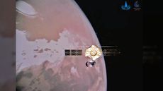 China's Tianwen-1 Mars orbiter captured this stunning selfie above the Red Planet by jettisoning a small camera and beaming photos via WiFi to the mothership.