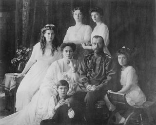 Tsar Nicholas and Alexandra Pose with their children