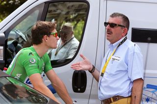 Arnaud DEMARE gets a talking to by a commissaire
