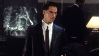 Keanu Reeves in a scene from the film 'Johnny Mnemonic', 1995. (Photo by TriStar/Getty Images)