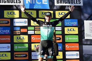 Sam Bennett on the Paris-Nice podium after winning stage 6