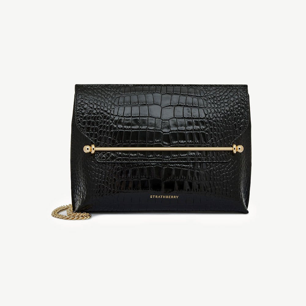 Stylist - Croc-Embossed Leather Black