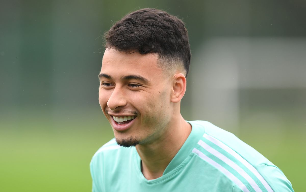 Arsenal forward Gabriel Martinelli in training