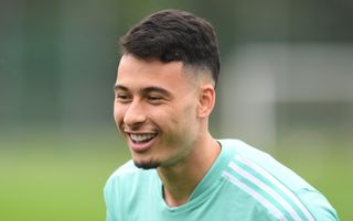 Arsenal forward Gabriel Martinelli in training